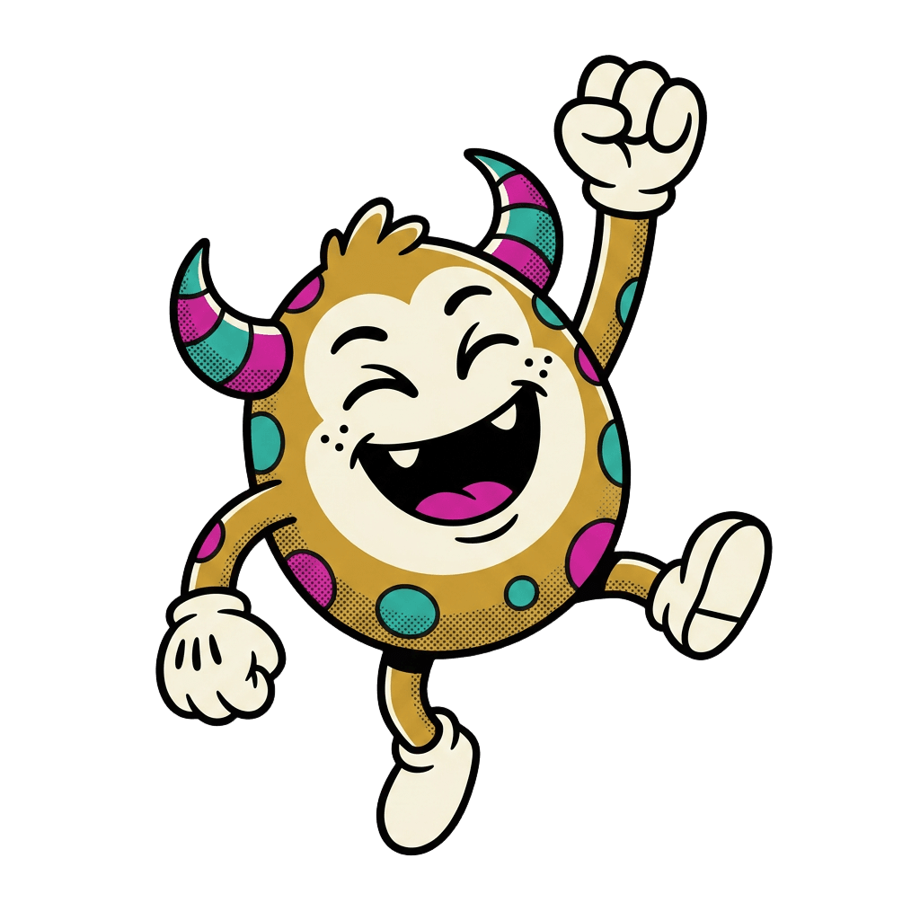 FOILMONSTER trading card artwork, the mascot mid cheer