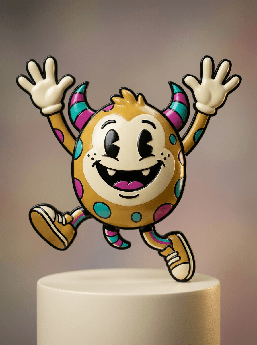 Illustrative FOILMONSTER dimensional figure on a display plinth
