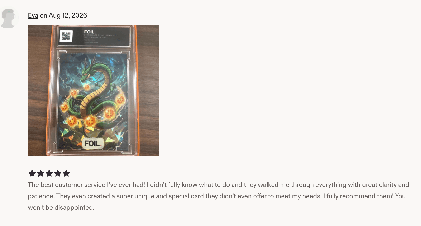 Eva’s customer photo of her dragon art card